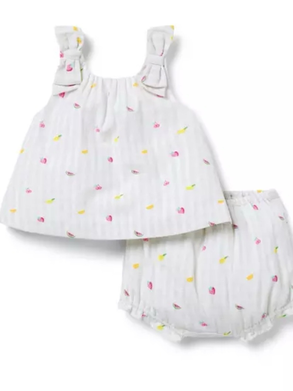 Janie and jack Baby Girls White Fruit-Print Tank & Bloomers Set